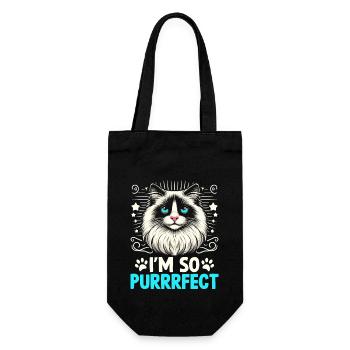 Ich bin so schnurrfrfect Ragdoll Liebhaber Ragdolls Katzen - Geschenkbeutel für Flaschen - Schwarz - Vorne