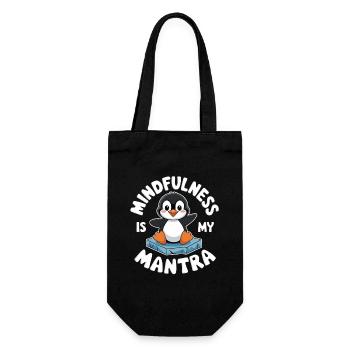 Mindfulness is my mantra with cute penguin - Gift Bag for Bottles - black - Front