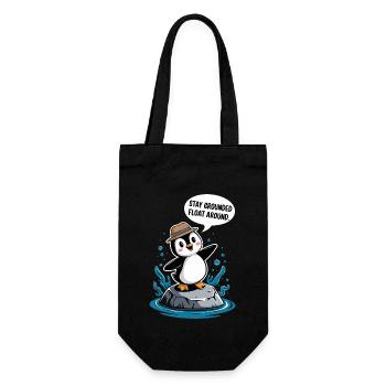 Bleib Geerdet Schwebe Umher Pinguin - Geschenkbeutel für Flaschen - Schwarz - Vorne