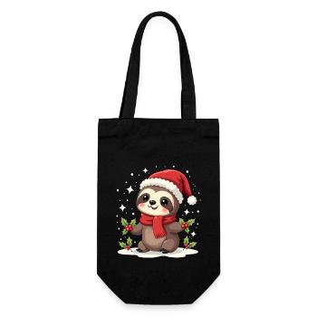 Frohe Weihnachten Weihnachts Faultier - Geschenkbeutel für Flaschen - Schwarz - Vorne