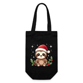 Frohe Weihnachten Weihnachts Faultier - Geschenkbeutel für Flaschen - Schwarz - Vorne