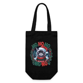 Drôle de chat en pull de Noël – Idée cadeau - Sac à bouteille - noir - Devant
