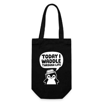 Today I'm waddling through life with Penguin - Gift Bag for Bottles - black - Front