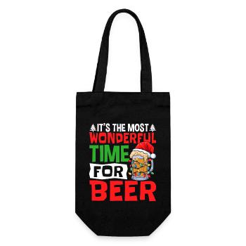 It's The Most Wonderful Time For Beer Christmas S - Geschenkbeutel für Flaschen - Schwarz - Vorne