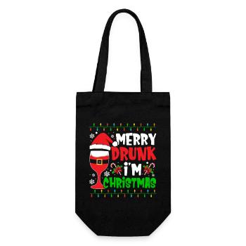 Merry Drunk I’m Christmas Vin Bière - Sac à bouteille - noir - Devant