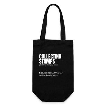 Collecting Stamps Funny Indoor Hobbies Definition - Gift Bag for Bottles - black - Front