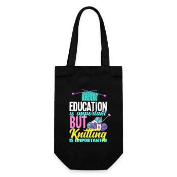 Bildung Ist Wichtig Aber Stricken Ist Wichtiger - Geschenkbeutel für Flaschen - Schwarz - Vorne