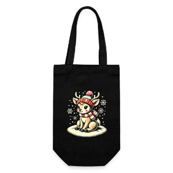 Renne mignon avec écharpe de Noël - Sac à bouteille - noir - Devant