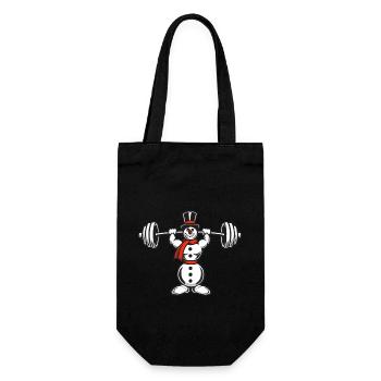 Kraftvoller Schneemann Weihnachten Fitness - Geschenkbeutel für Flaschen - Schwarz - Vorne