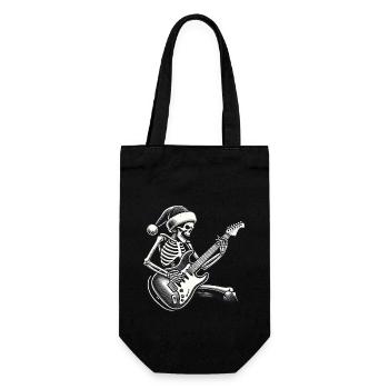 Guitare squelette rock avec chapeau de père Noël - Sac à bouteille - noir - Devant