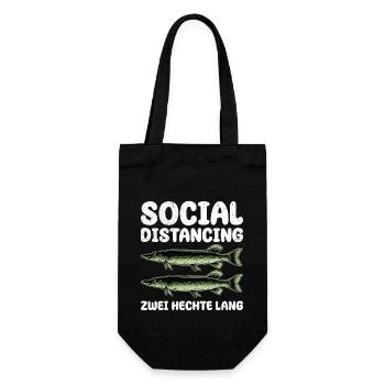 Hecht Angler SOCIAL DISTANCING ZWEI HECHTE LANG - Geschenkbeutel für Flaschen - Schwarz - Vorne