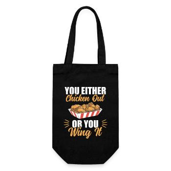 Fast Food Liebhaber Lustiger Chicken Wing Spruch - Geschenkbeutel für Flaschen - Schwarz - Vorne