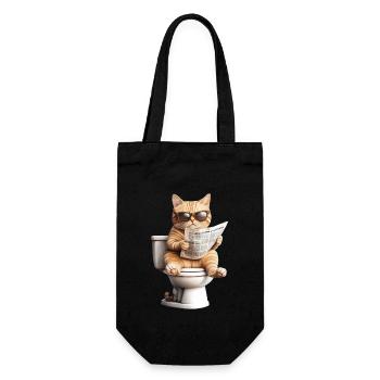 Lustiges Katzen Katzenbesitzer Klo Katze Haustier - Geschenkbeutel für Flaschen - Schwarz - Vorne