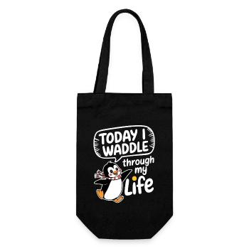 Today I'm waddling through my life Penguin - Gift Bag for Bottles - black - Front