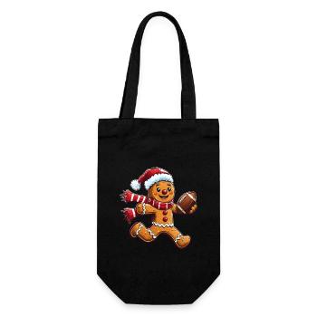 Weihnachts-Lebkuchenmann Football Design - Geschenkbeutel für Flaschen - Schwarz - Vorne