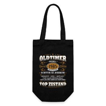 Oldtimer Baujahr 1985 Jahrgang Geburtstag Geschenk - Geschenkbeutel für Flaschen - Schwarz - Vorne