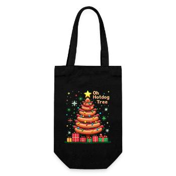 Hot Dog Weihnachtsbaum ugly Weihnachts Weihnachten - Geschenkbeutel für Flaschen - Schwarz - Vorne