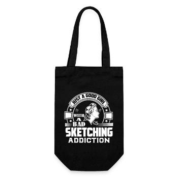Sketching Good Girl With A Bad Sketching Addiction - Gift Bag for Bottles - black - Front