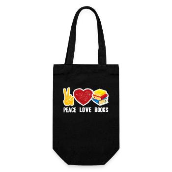 Book Peace Love Books - Gift Bag for Bottles - black - Front