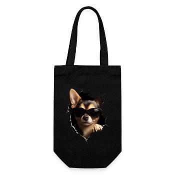 Lustiges Hunde Hundebesitzer Süßer Hund Chihuahua - Geschenkbeutel für Flaschen - Schwarz - Vorne