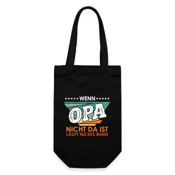 Großvater WENN OPA NICHT DA IST LÄUFT NICHTS RUND - Geschenkbeutel für Flaschen - Schwarz - Vorne