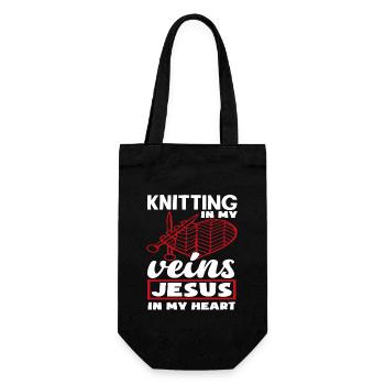 Knitting In My Veins Jesus In My Heart - Gift Bag for Bottles - black - Front