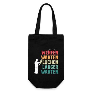 Angler WERFEN WARTEN FLUCHEN LÄNGER WARTEN - Geschenkbeutel für Flaschen - Schwarz - Vorne