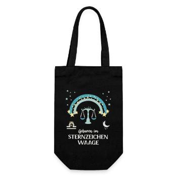 Waage Sternzeichen Geburtstag Sternenbild Libra - Geschenkbeutel für Flaschen - Schwarz - Vorne