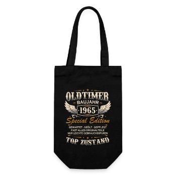 Oldtimer Baujahr Jahrgang 1965 Geburtstag Geschenk - Geschenkbeutel für Flaschen - Schwarz - Vorne