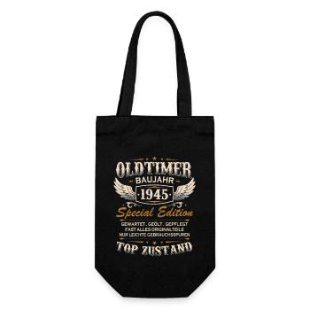 Oldtimer Baujahr Jahrgang 1945 Geburtstag Geschenk - Geschenkbeutel für Flaschen - Schwarz - Vorne