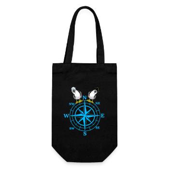 maritime compass seagulls seagull - Gift Bag for Bottles - black - Front