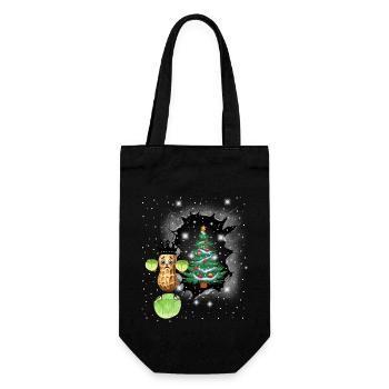 Weihnachten Vegetarisch Kohl Gemüse Erdnuss Xmas - Geschenkbeutel für Flaschen - Schwarz - Vorne