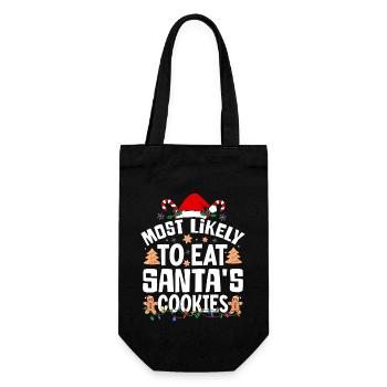 Le plus susceptible de manger des biscuits du Père Noël Noël coquin - Sac à bouteille - noir - Devant