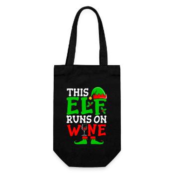 This Elf Runs On Wine Christmas Spirit - Gift Bag for Bottles - black - Front