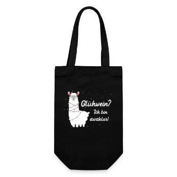 Glühwein ICH BIN STARTKLAR! Glühweinstand - Geschenkbeutel für Flaschen - Schwarz - Vorne