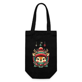 Design vintage Noël Mignon renne - Sac à bouteille - noir - Devant