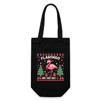 Ho! Ho! Ho! – Flamingo Weihnachtsgeschenk - Geschenkbeutel für Flaschen - Schwarz - Vorne