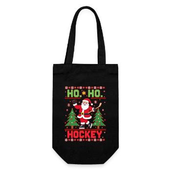 Ho Ho Hockey – Weihnachtsgeschenk - Geschenkbeutel für Flaschen - Schwarz - Vorne