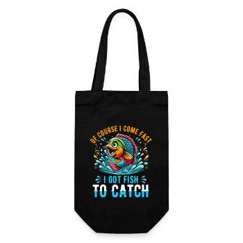 Natürlich komme ich schnell Ich Hab Fisch Zu Fangen Angler F - Geschenkbeutel für Flaschen - Schwarz - Vorne