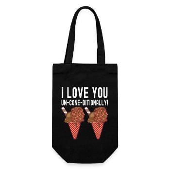 I Love You Un-cone-ditionally Creme - Geschenkbeutel für Flaschen - Schwarz - Vorne