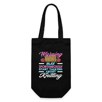 Caution might be talking about knitting - Gift Bag for Bottles - black - Front