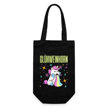 Glühwein Weihnachten GLÜHWEINHORN Lustiges - Geschenkbeutel für Flaschen - Schwarz - Vorne