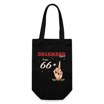 Im Dezember geboren - ich bin 66 + Mittelfinger für - Geschenkbeutel für Flaschen - Schwarz - Vorne