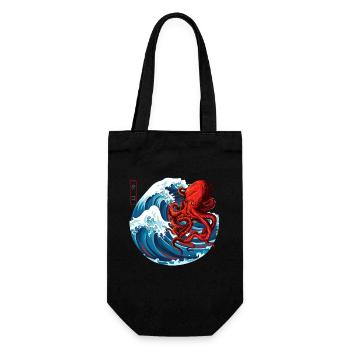 Oktopus Japanische Kunst Octopus Japanese Art - Geschenkbeutel für Flaschen - Schwarz - Vorne
