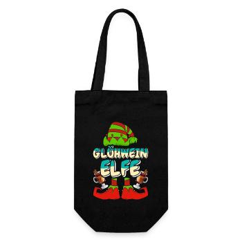 Weihnachtsmarkt GLÜHWEIN ELFE Lustiges Weihnachts - Geschenkbeutel für Flaschen - Schwarz - Vorne