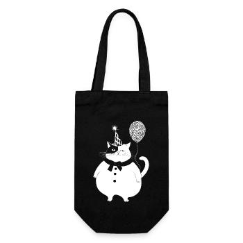 Cat celebrates birthday - Gift Bag for Bottles - black - Front