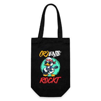 R ENTE ROCKT Lustiges Ruhestand Rentner - Geschenkbeutel für Flaschen - Schwarz - Vorne
