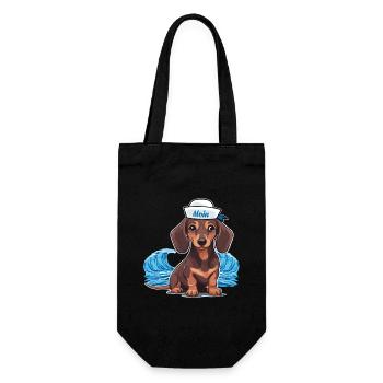 Dackel Hund Hunde Matrose maritim Hund - Geschenkbeutel für Flaschen - Schwarz - Vorne
