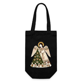 Ange de Noël avec sapin de Noël - Sac à bouteille - noir - Devant