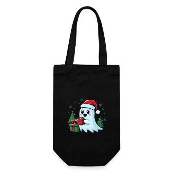 Weihnachtlicher Geist Mit Kakao Und Weihnachtsbaum - Geschenkbeutel für Flaschen - Schwarz - Vorne